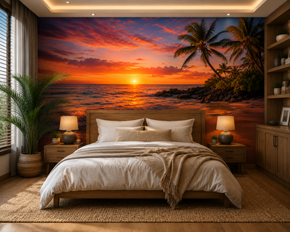 Tropical Ocean Sunset Escape Wall Mural
