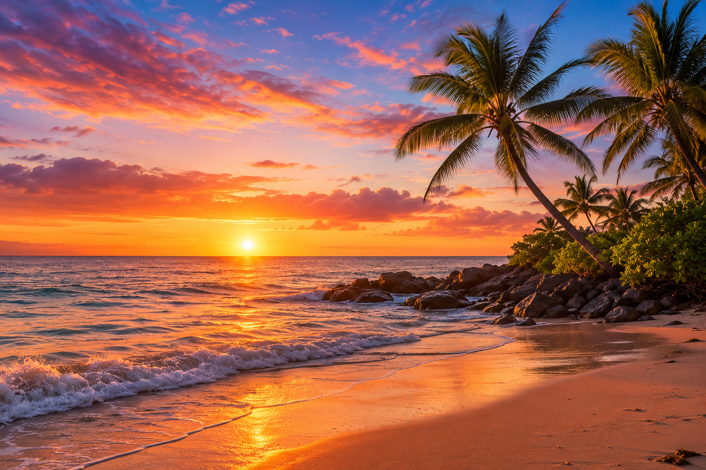 Tropical Ocean Sunset Escape Wall Mural
