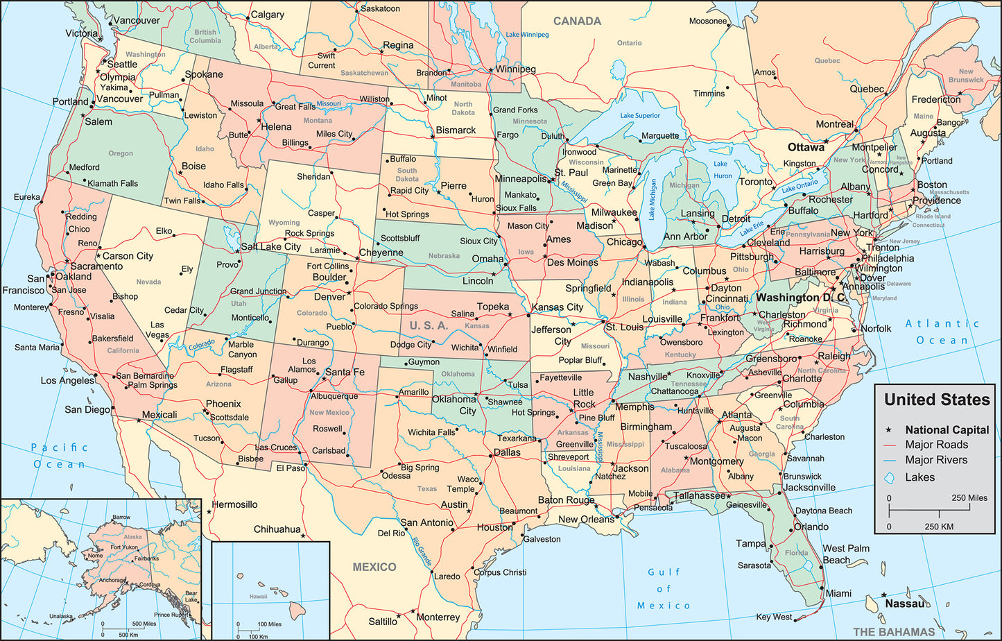 Map of United States Wall Mural America Map Wallpaper proof