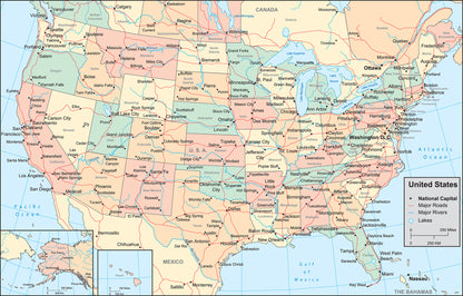 Map of United States Wall Mural America Map Wallpaper proof