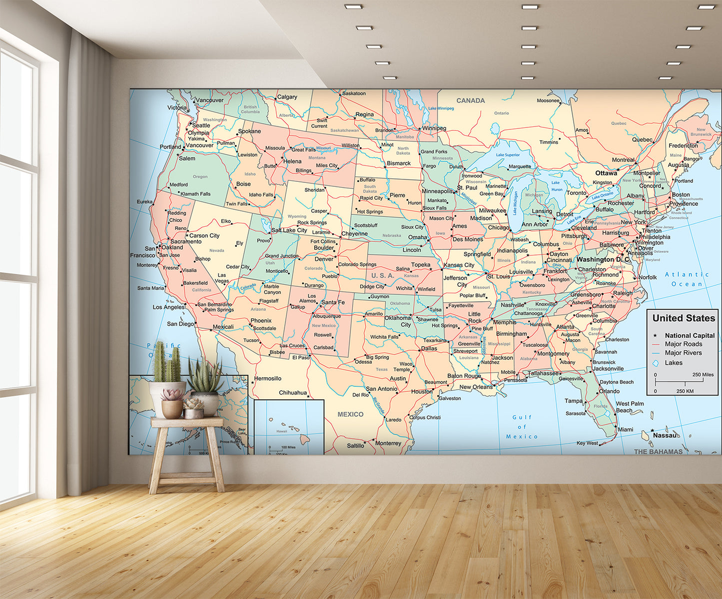 Map of United States Wall Mural America Map Wallpaper extra room