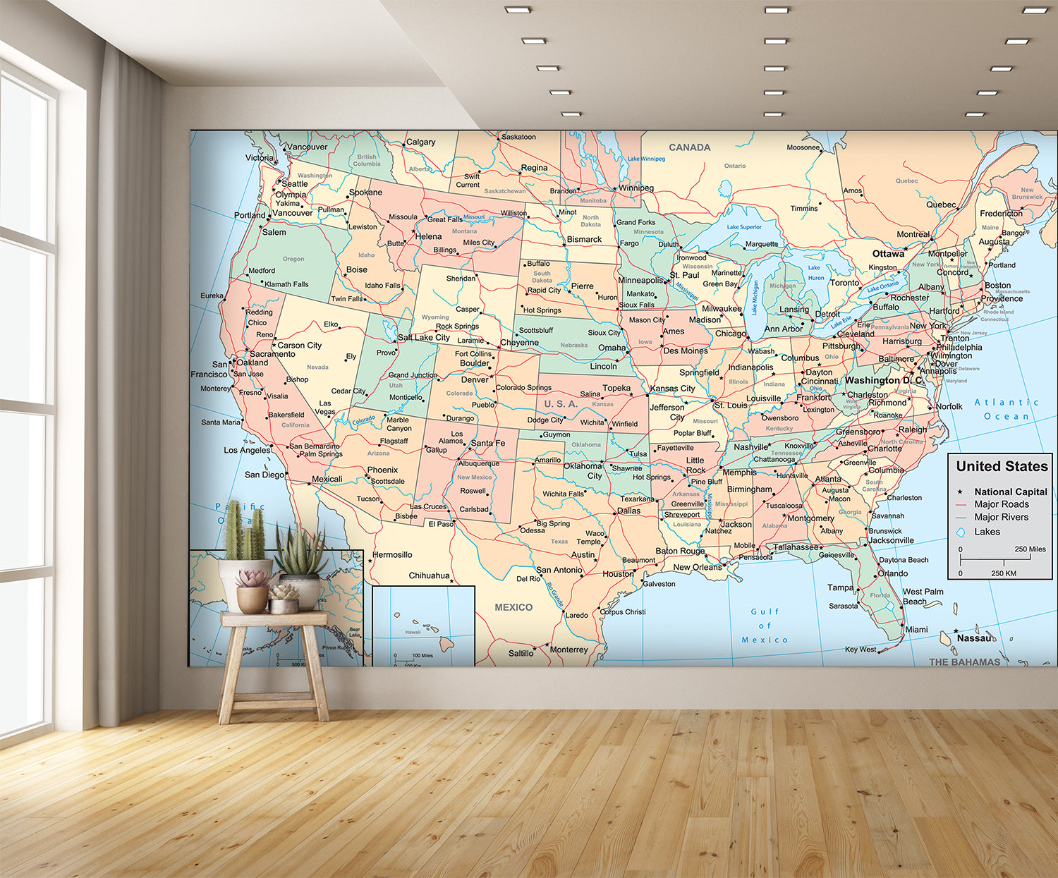 Map of United States Wall Mural America Map Wallpaper extra room