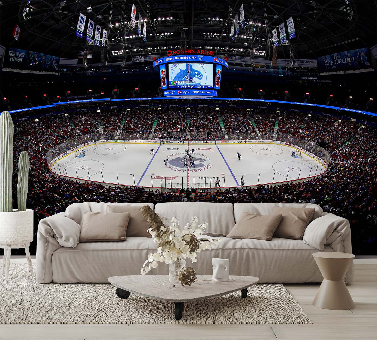 Vancouver Canucks Arena Wallpaper Hockey Wall Mural living room