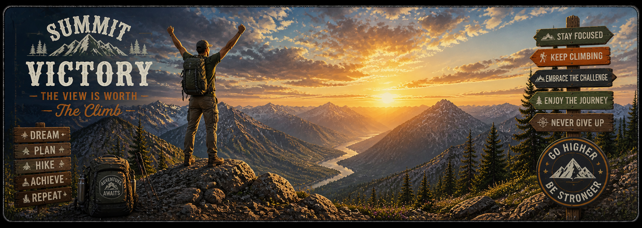 Hiking Summit Victory Desk Mat