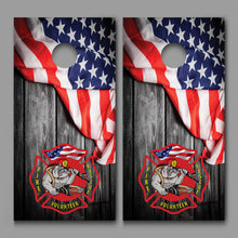 Vintage Flag Volunteer Firefighter Maltese Cross Cornhole Decal Wraps