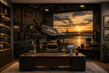 Vintage Hangar Prop Plane Wall Mural
