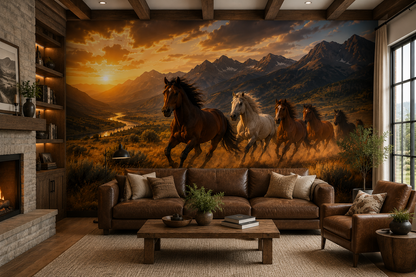 Wild Mustang Valley Wall Mural