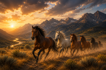 Wild Mustang Valley Wall Mural