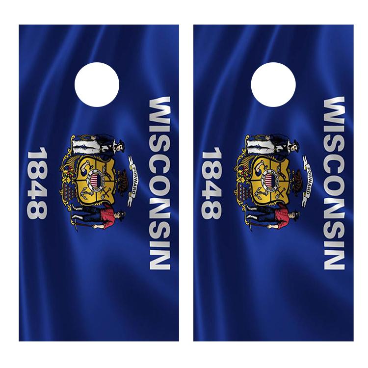 Flag of Wisconsin Cornhole Board Decal Wraps