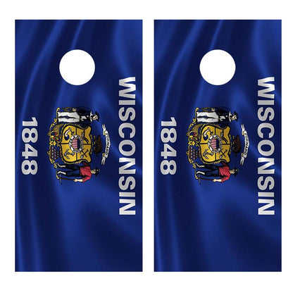 Flag of Wisconsin Cornhole Board Decal Wraps