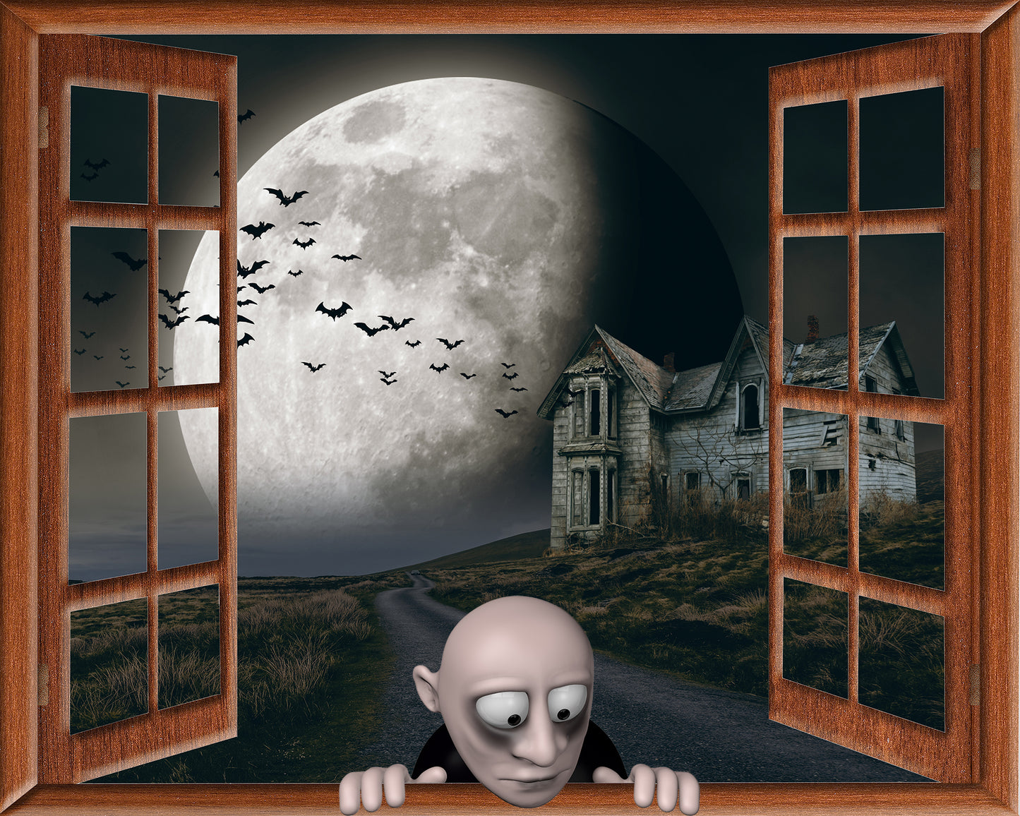 Zombie Wallpaper Peeking in Window Creepy House Wall Mural proof
