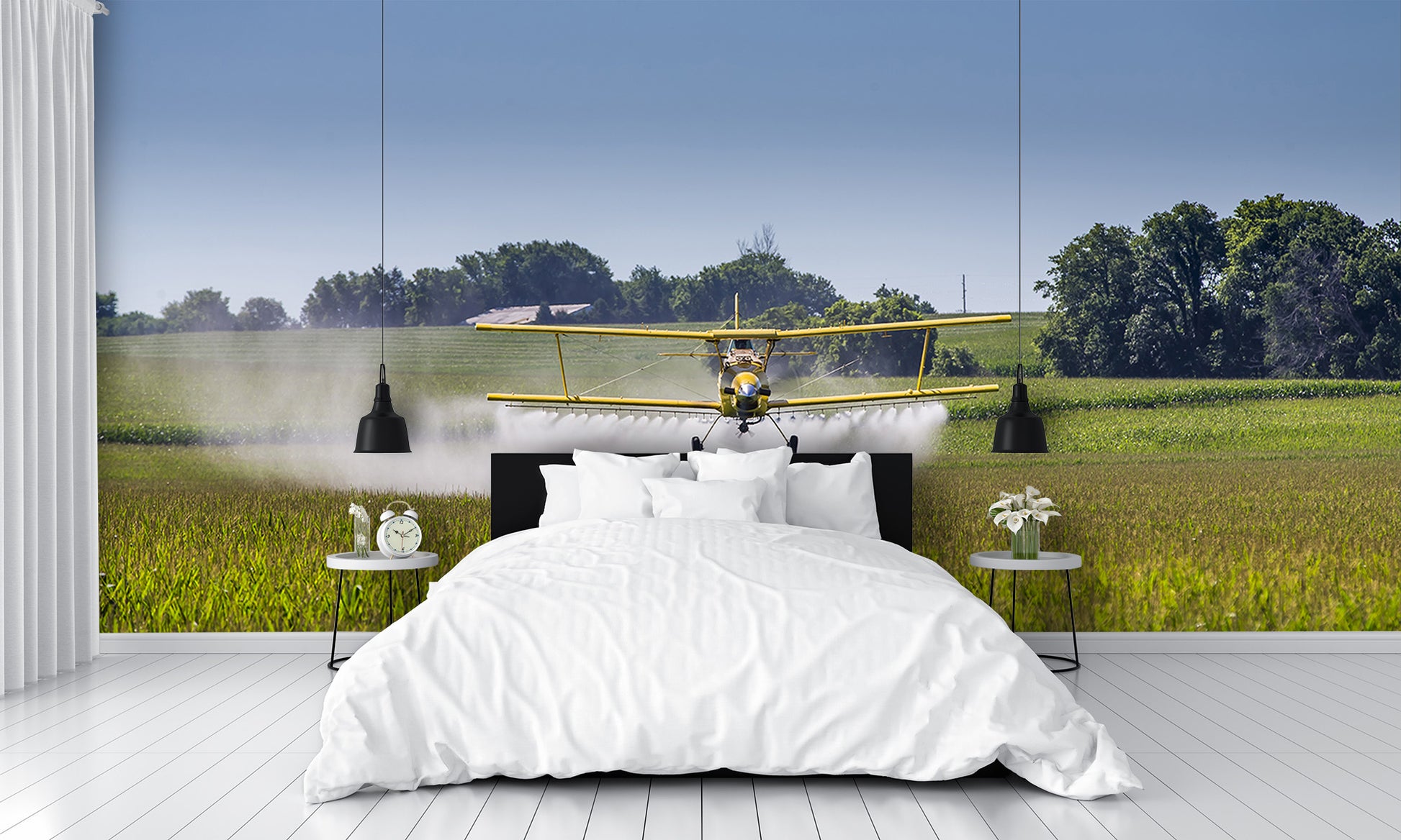 Airplane wallpaper Biplane Crop Dusting Spraying Wall Mural bedroom