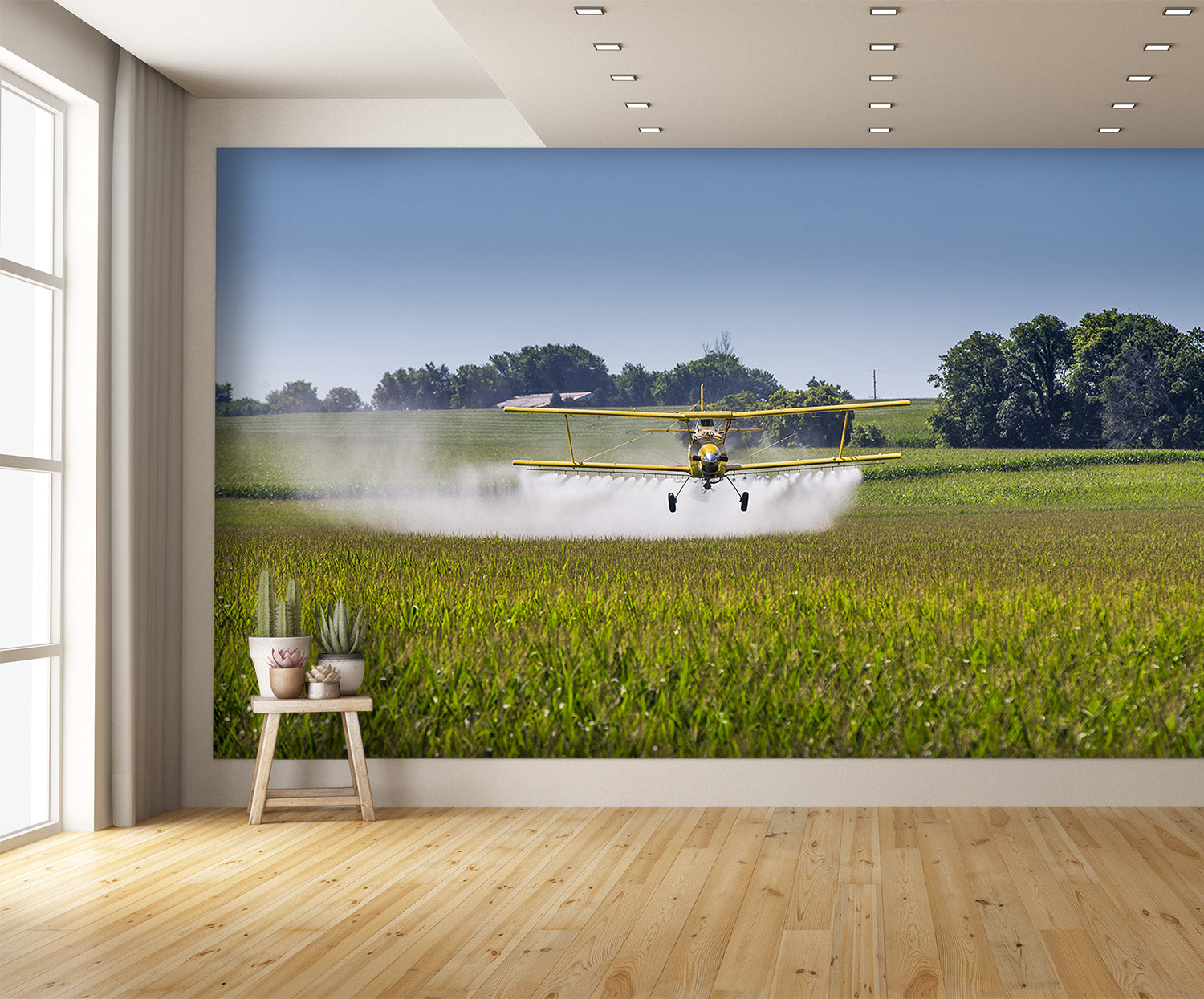 Airplane wallpaper Biplane Crop Dusting Spraying Wall Mural extra room