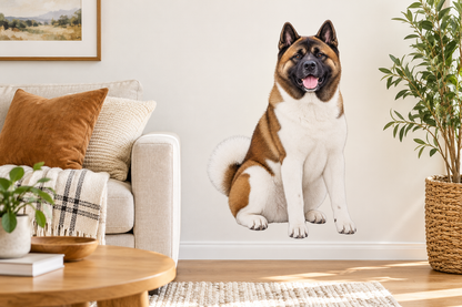 Akita contour cut dog decal living room mockup