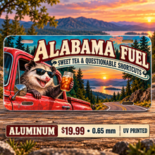 Alabama Sweet Tea Shortcuts funny license plate — 0.65 mm UV printed aluminum