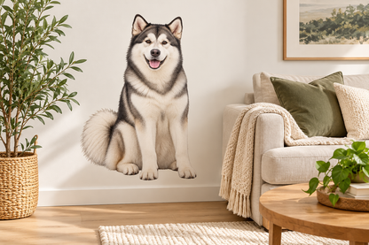Alaskan Malamute contour cut dog decal living room mockup