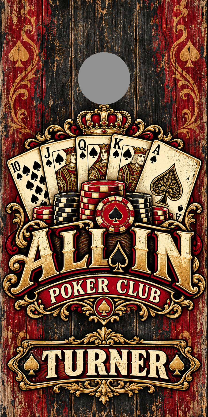 All In Poker Club personalized cornhole wraps - proof