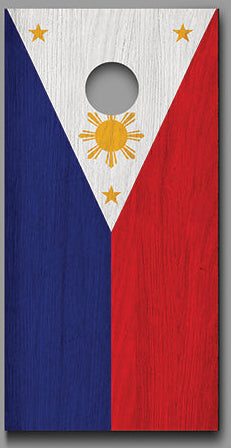 American Filipino Flags Wood Grain design Corn hole Decal Wraps