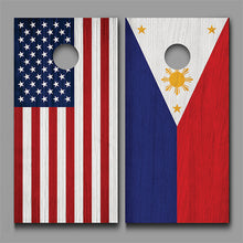 American Filipino Flags Wood Grain design Corn hole Decal Wraps
