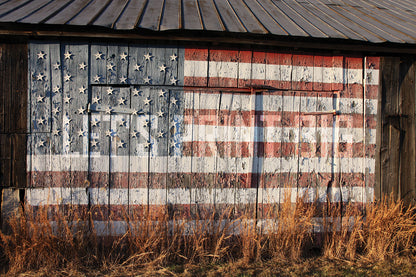 American Flag on Old Barn Wallpaper Mural on Old Barn proof