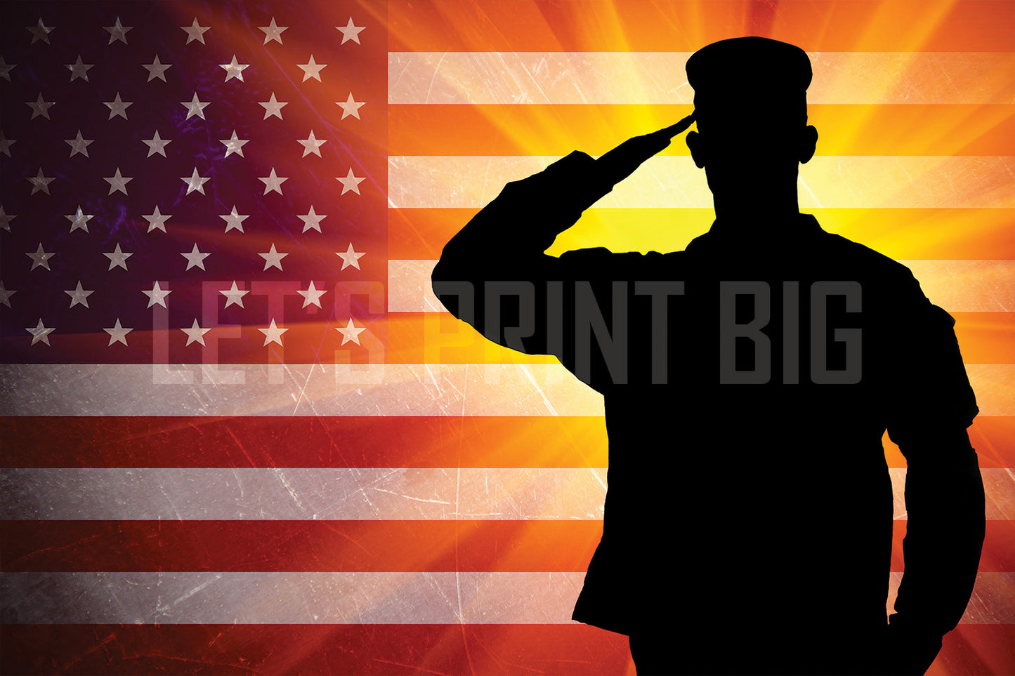 American Flag with Saluting Military Soldier Wallpaper proof