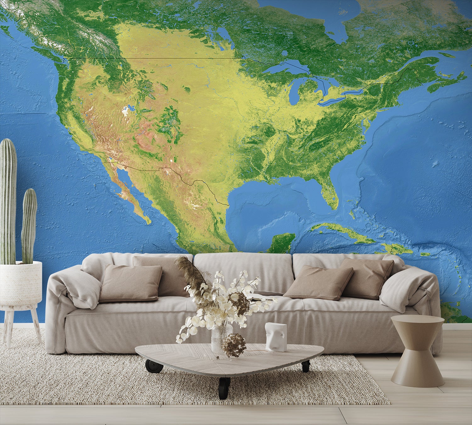 America Wallpaper Map USA National Border Wall Mural living room