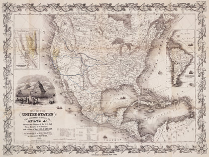 Antique Map of America Wall Mural and Americas Wallpaper proof