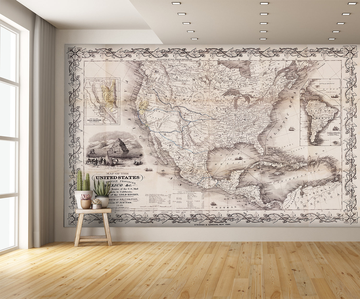 Antique Map of America Wall Mural and Americas Wallpaper extra room