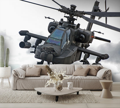 Apache Helicopter Wall Mural Military Wallpaper Decor living room