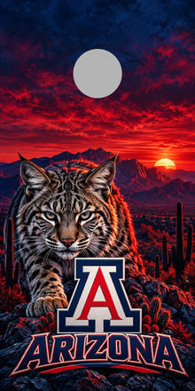 Arizona Wildcat Desert cornhole wrap with plain gray hole placement preview