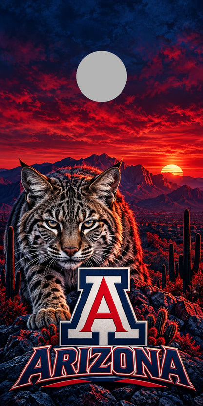 Arizona Wildcat Desert cornhole wrap with plain gray hole placement preview