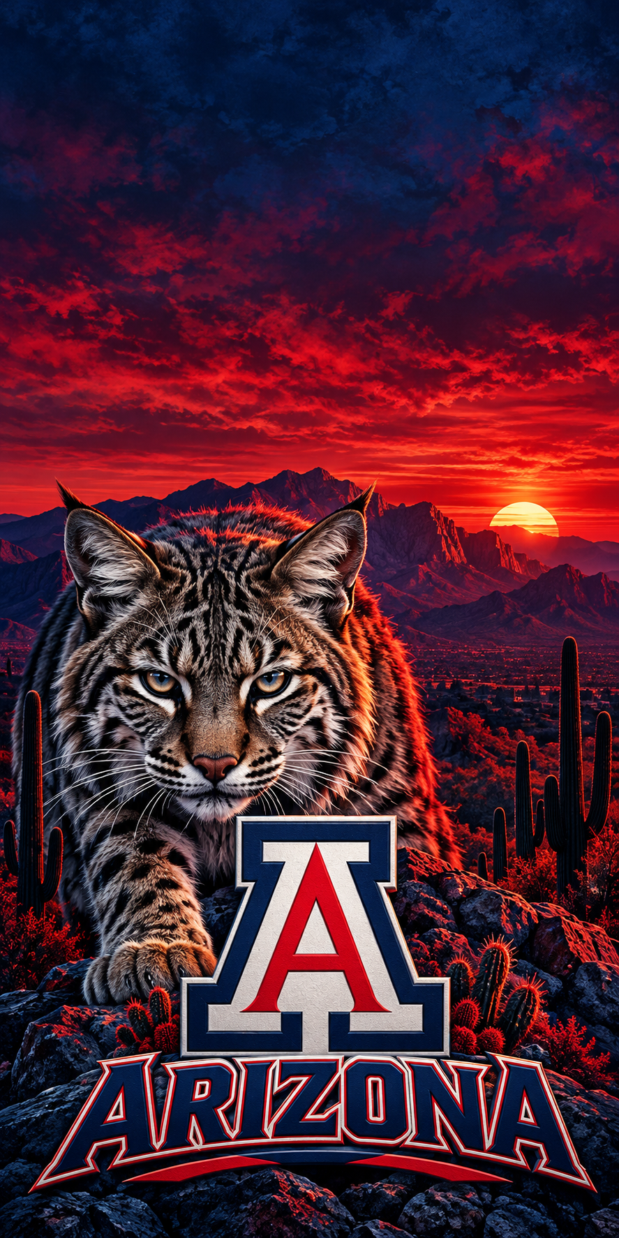 Arizona Wildcat Desert cornhole wrap complete artwork without hole