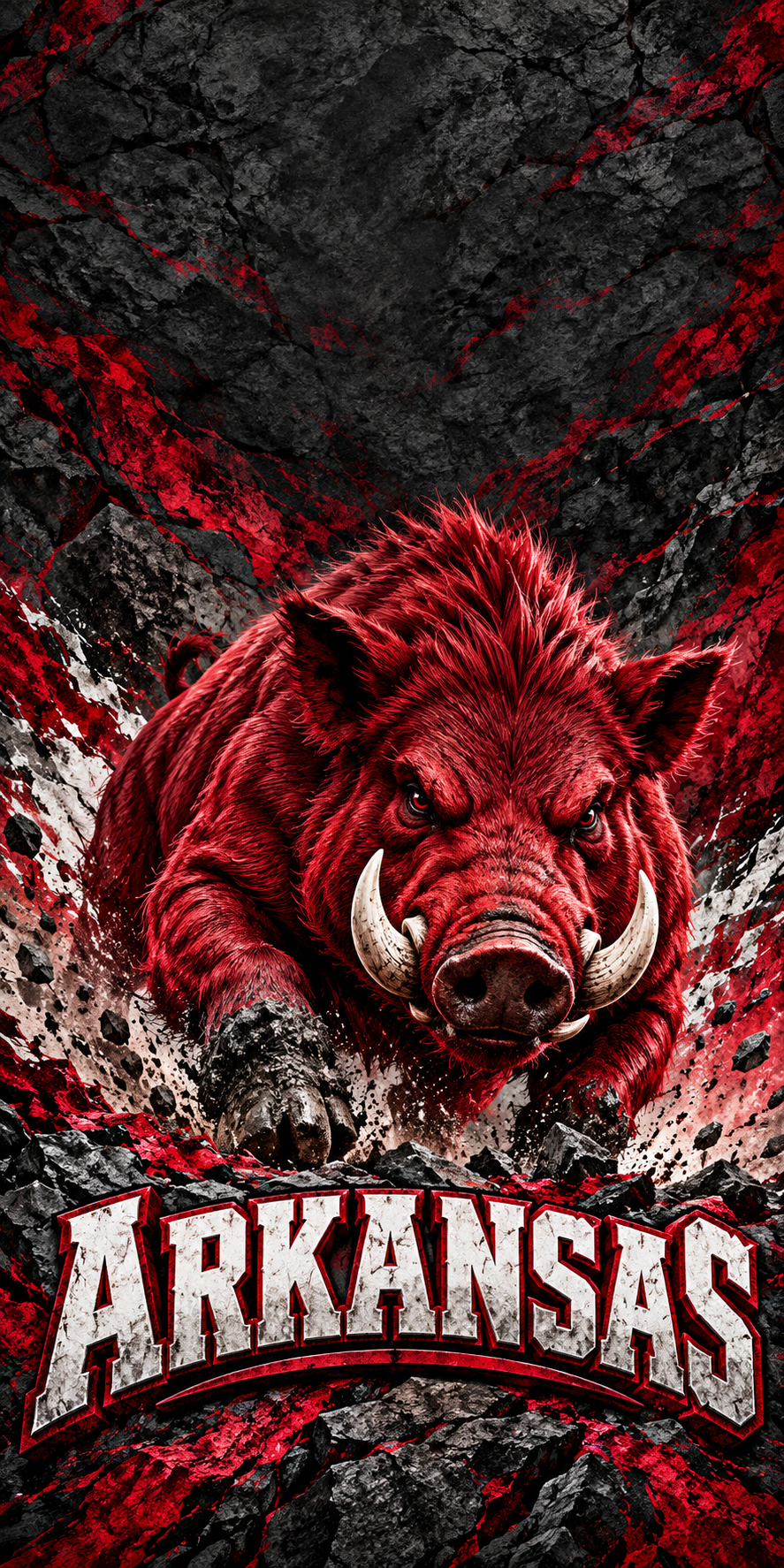 Arkansas Razorback Charge cornhole wrap complete artwork without hole