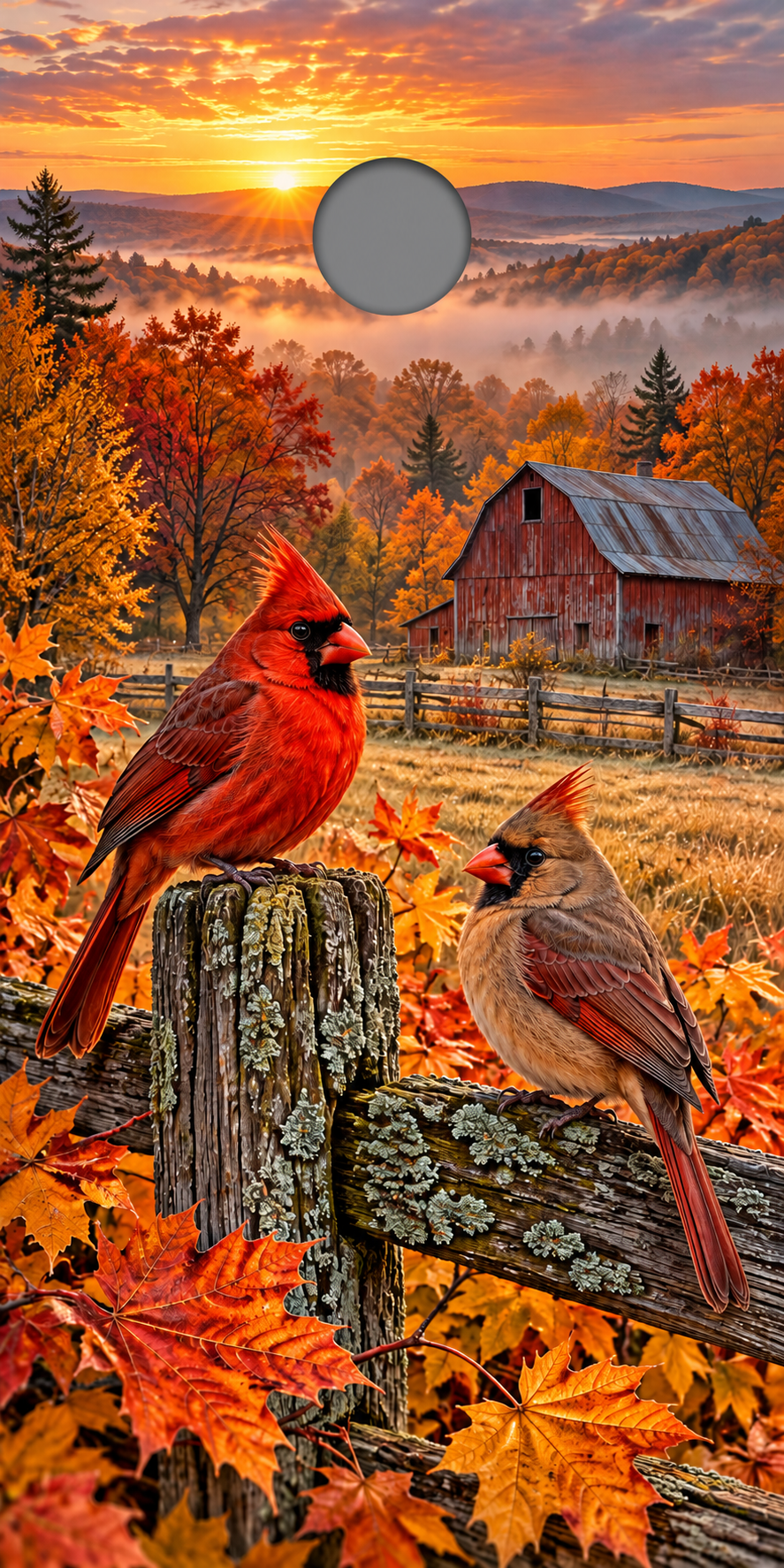 autumn cardinals cornhole wrap proof showing approximate hole location
