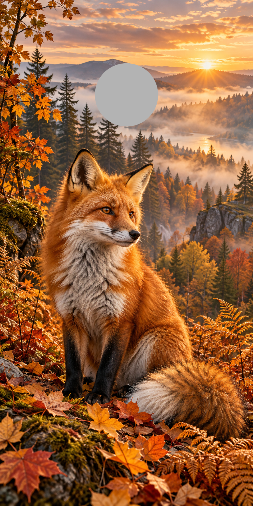 Autumn Fox cornhole wrap proof showing hole position