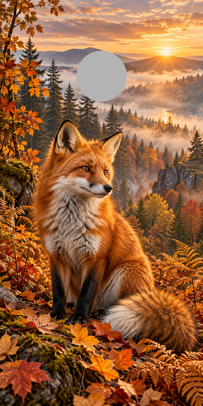 Autumn Fox cornhole wrap proof showing hole position