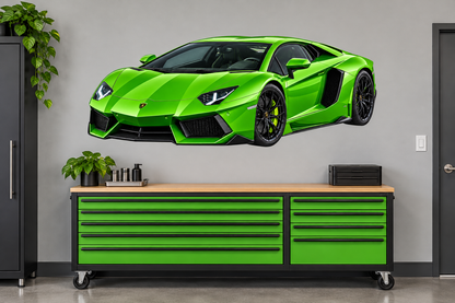 Verde Green Lamborghini Aventador garage wall decal preview