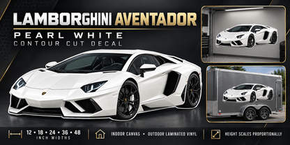 Pearl White Lamborghini Aventador decal product showcase