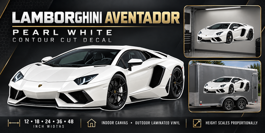 Pearl White Lamborghini Aventador decal product showcase