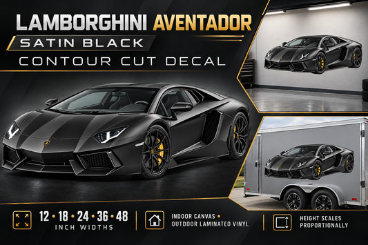 Satin Black Lamborghini Aventador decal product showcase