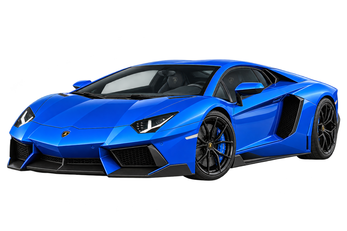 Electric Blue Lamborghini Aventador transparent contour cut decal artwork