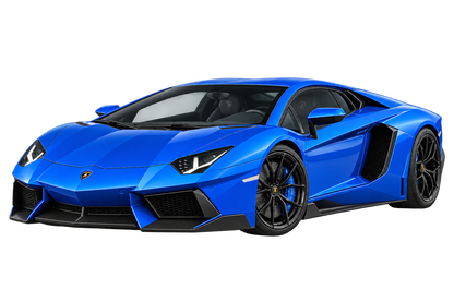 Electric Blue Lamborghini Aventador transparent contour cut decal artwork