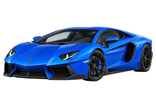 Electric Blue Lamborghini Aventador transparent contour cut decal artwork