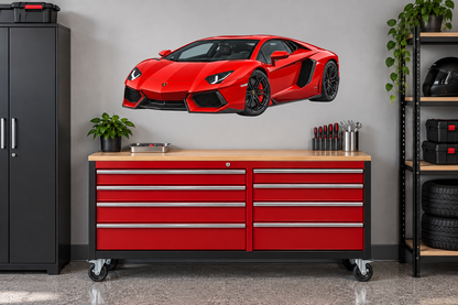 Rosso Red Lamborghini Aventador garage wall decal preview