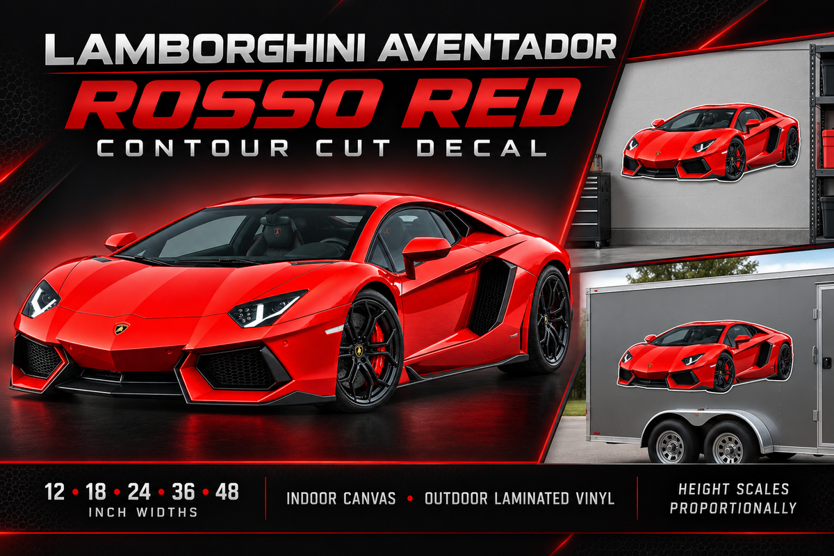 Rosso Red Lamborghini Aventador decal product showcase
