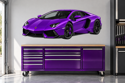 Viola Purple Lamborghini Aventador garage wall decal preview