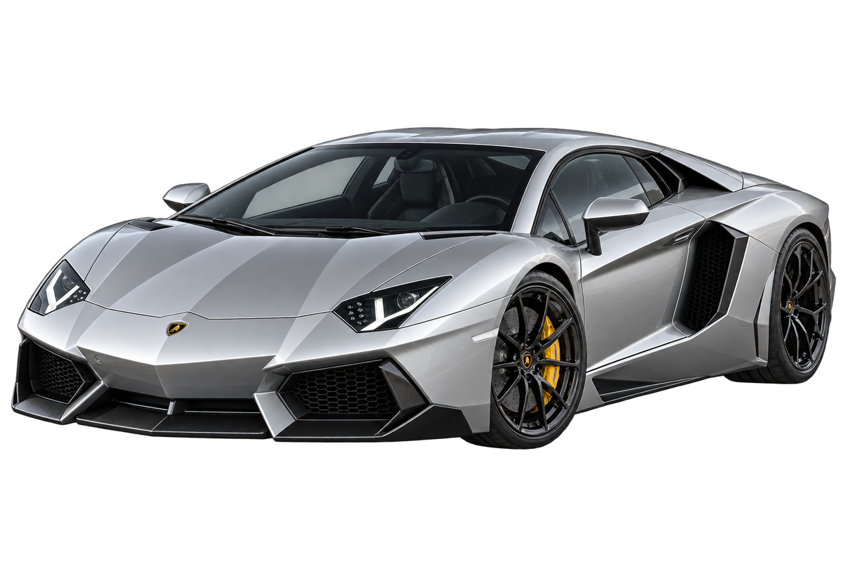 Liquid Silver Lamborghini Aventador transparent contour cut decal artwork