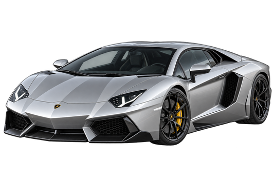 Liquid Silver Lamborghini Aventador transparent contour cut decal artwork