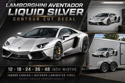Liquid Silver Lamborghini Aventador decal product showcase