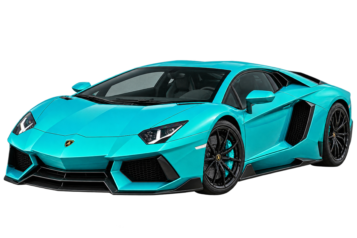 Turquoise Lamborghini Aventador transparent contour cut decal artwork